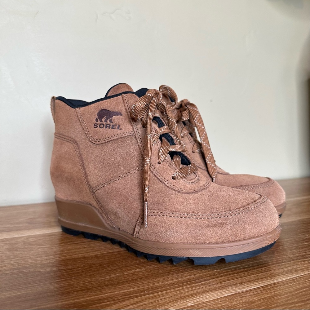 Sorel Tan Suede Wedge Boots